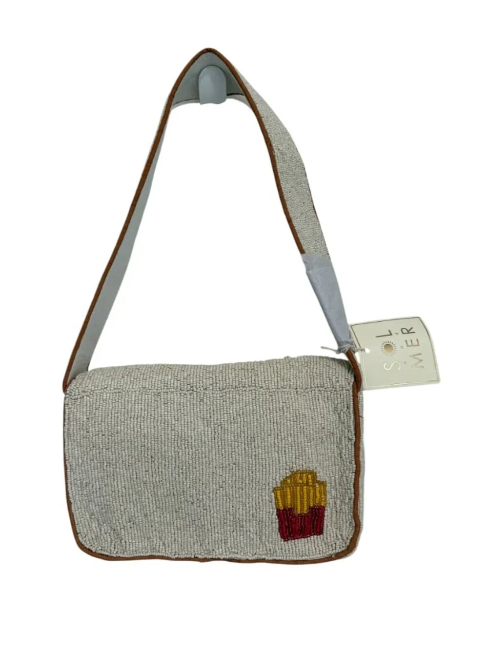 Sol and Mer Hamburger French Fries Burger Beaded Bag Handmade India NWT